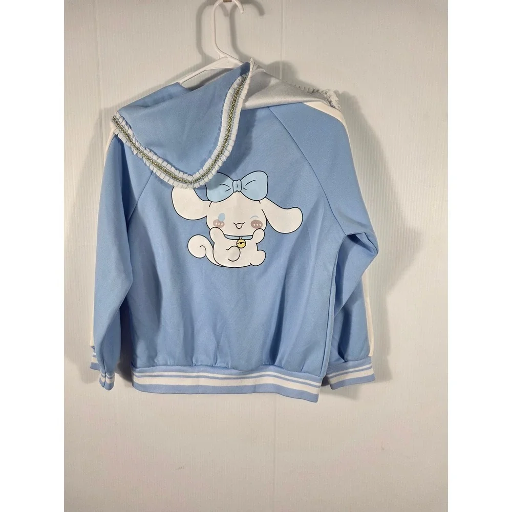 Kids Blue Sanrio Cinnamoroll Bomber Jacket Sailor Collar Lond Sleeves an a Bag - Picture 4 of 13